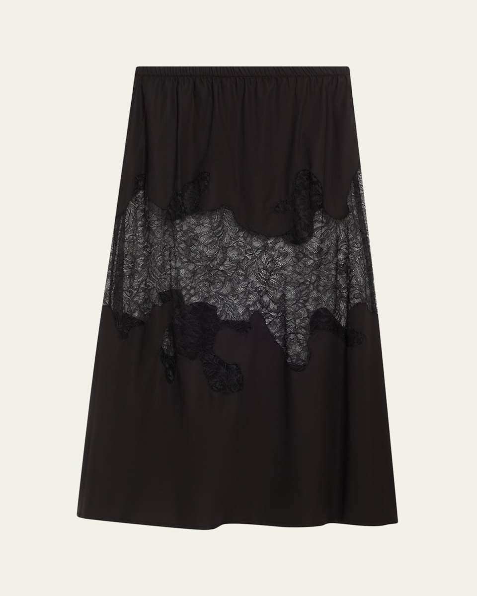 Sabine Lace-Inset Cotton Maxi Skirt